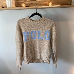 Polo by Ralph Lauren Tan Sweater with Blue Logo